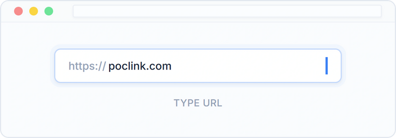 Visita poclink.com en tu navegador.