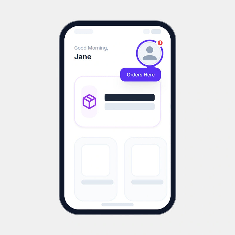 Toca el icono de perfil en la parte superior derecha para ver tu historial de pedidos.